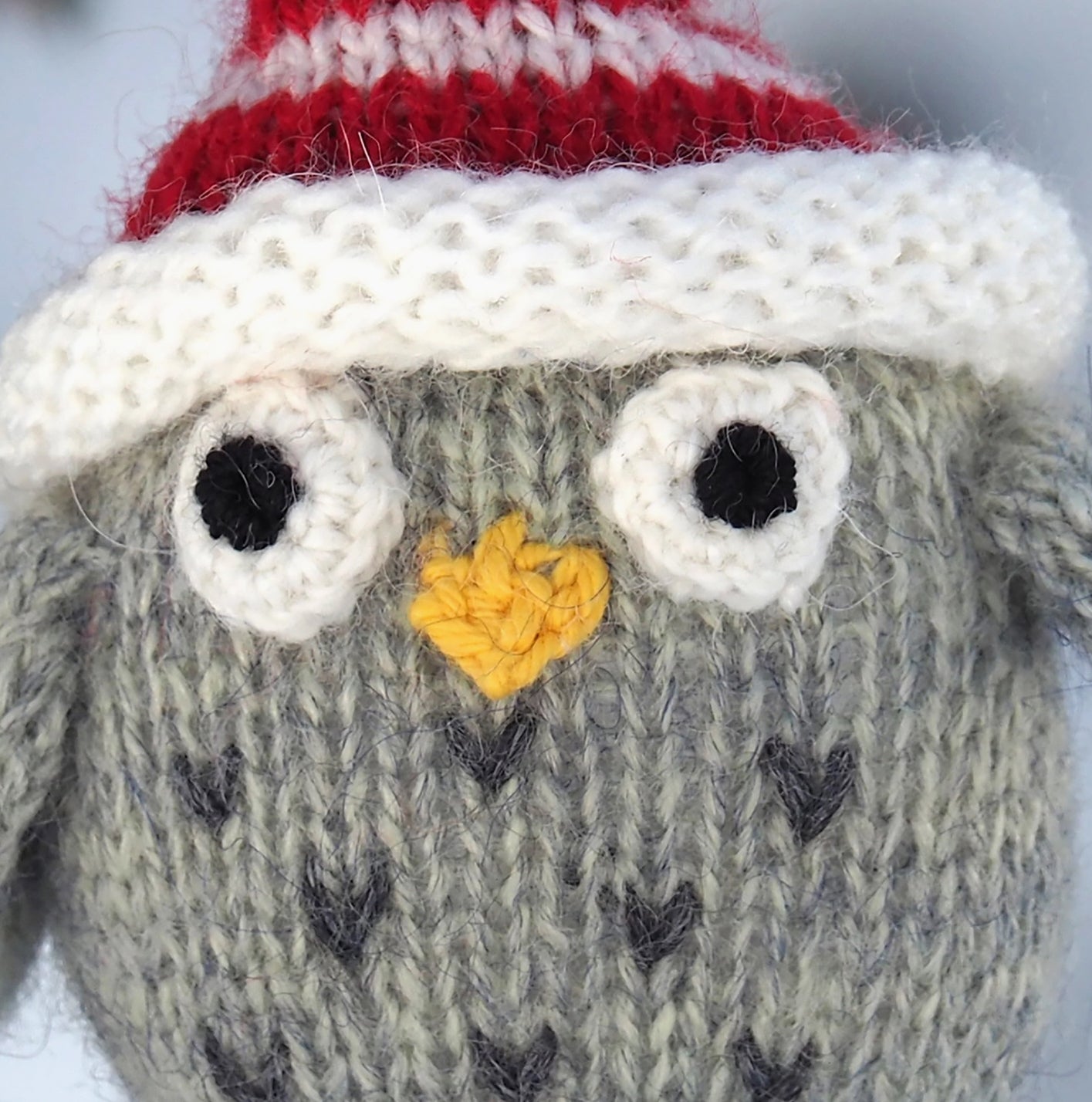 Handmade Knit Owl with Hat Holiday Ornament - Fair Trade
