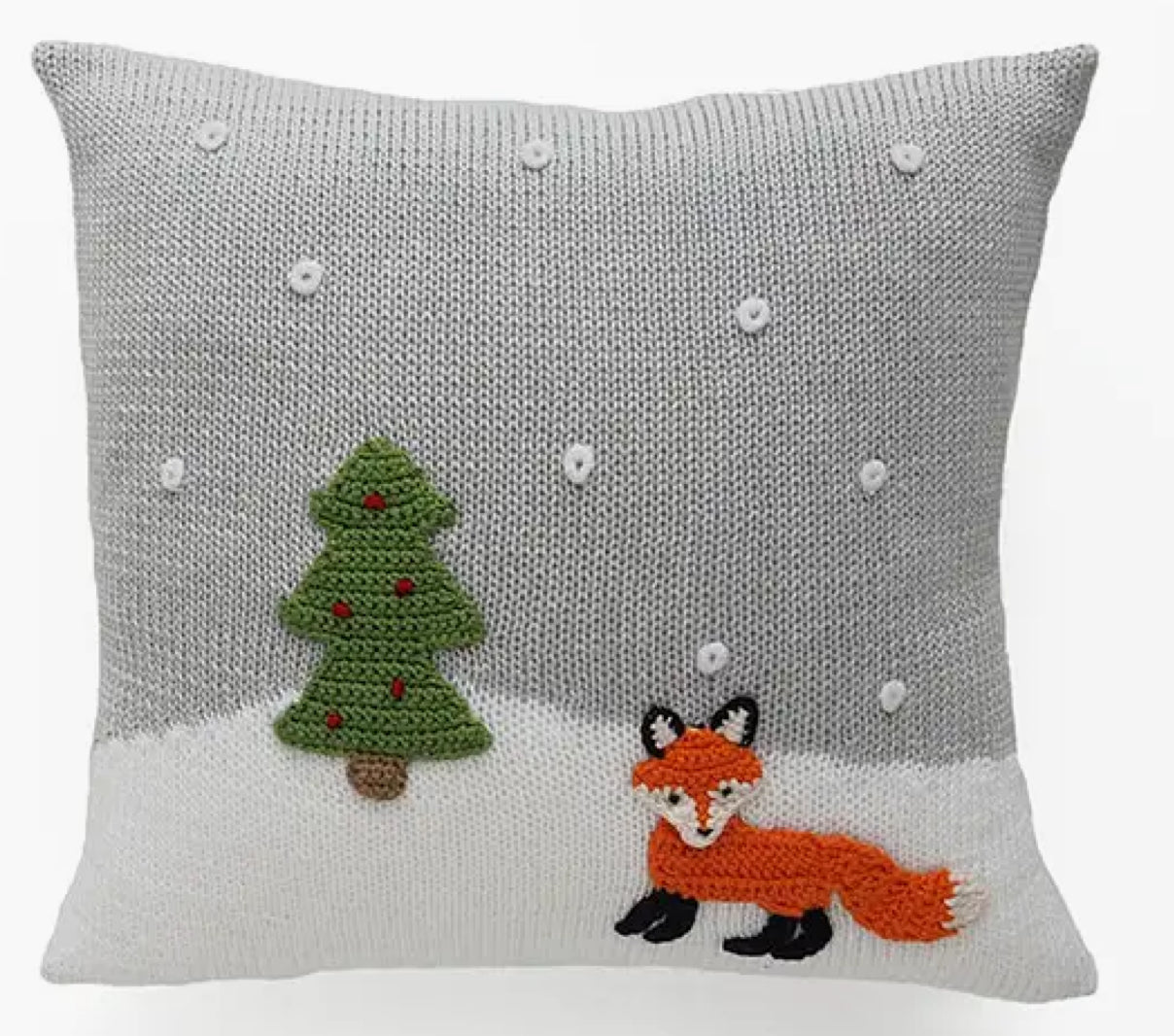 Fox Christmas Pillow, 10"