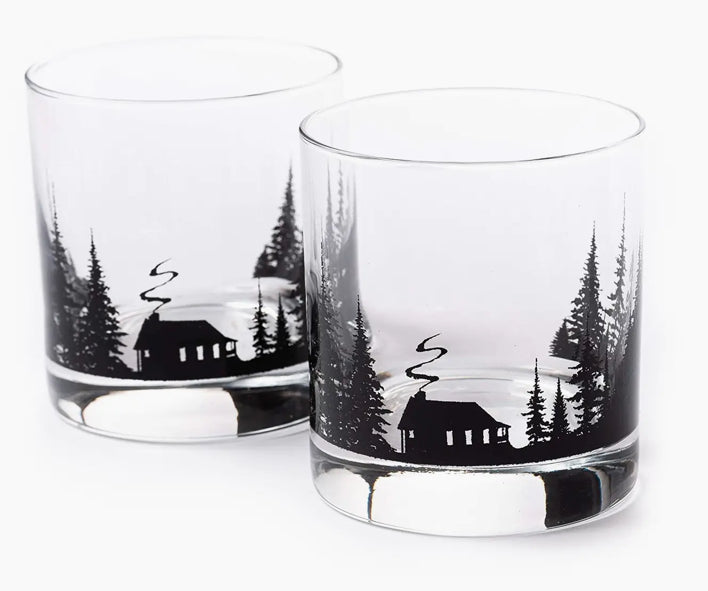 Cabin in the Forest Whiskey Glass
