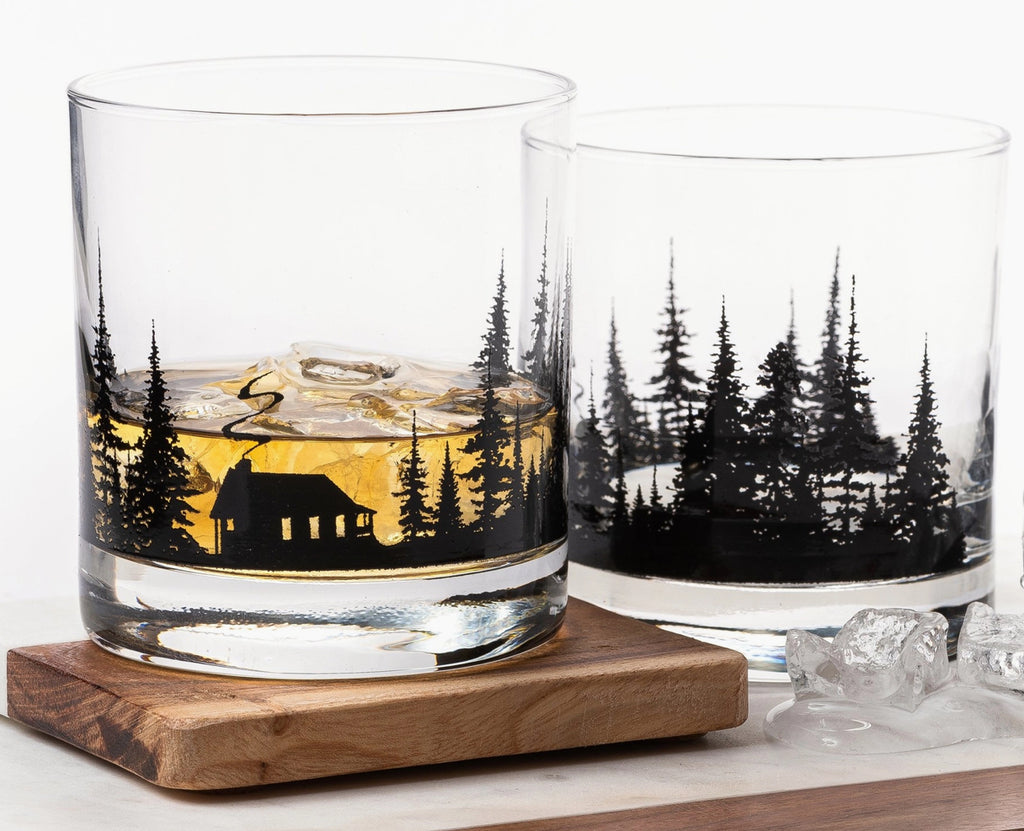 Cabin in the Forest Whiskey Glass