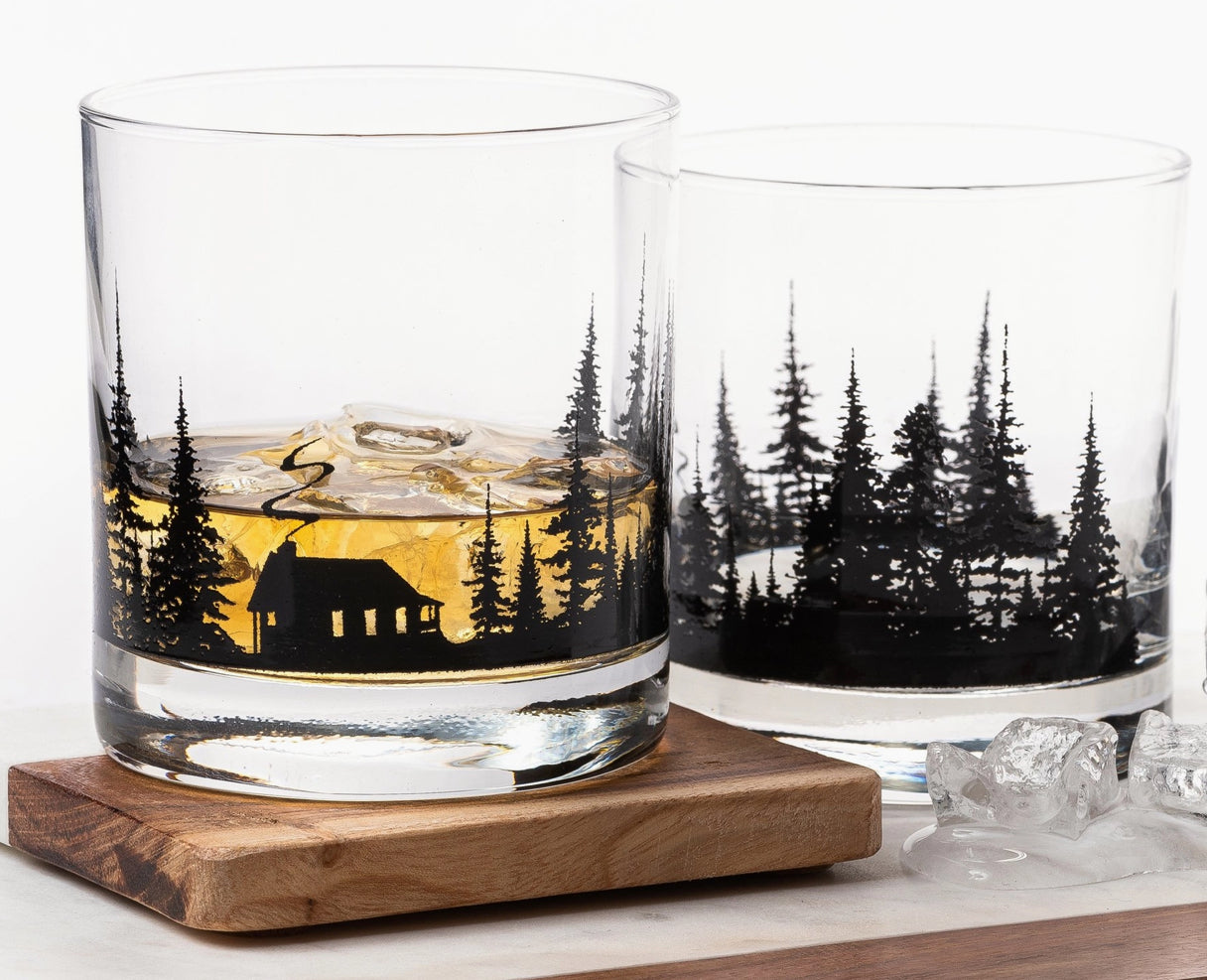 Cabin in the Forest Whiskey Glass
