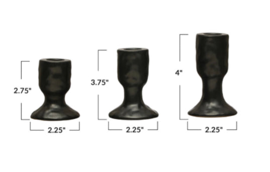 Set of 3, Stoneware Taper Holders, Reactive Glaze (One of each size)