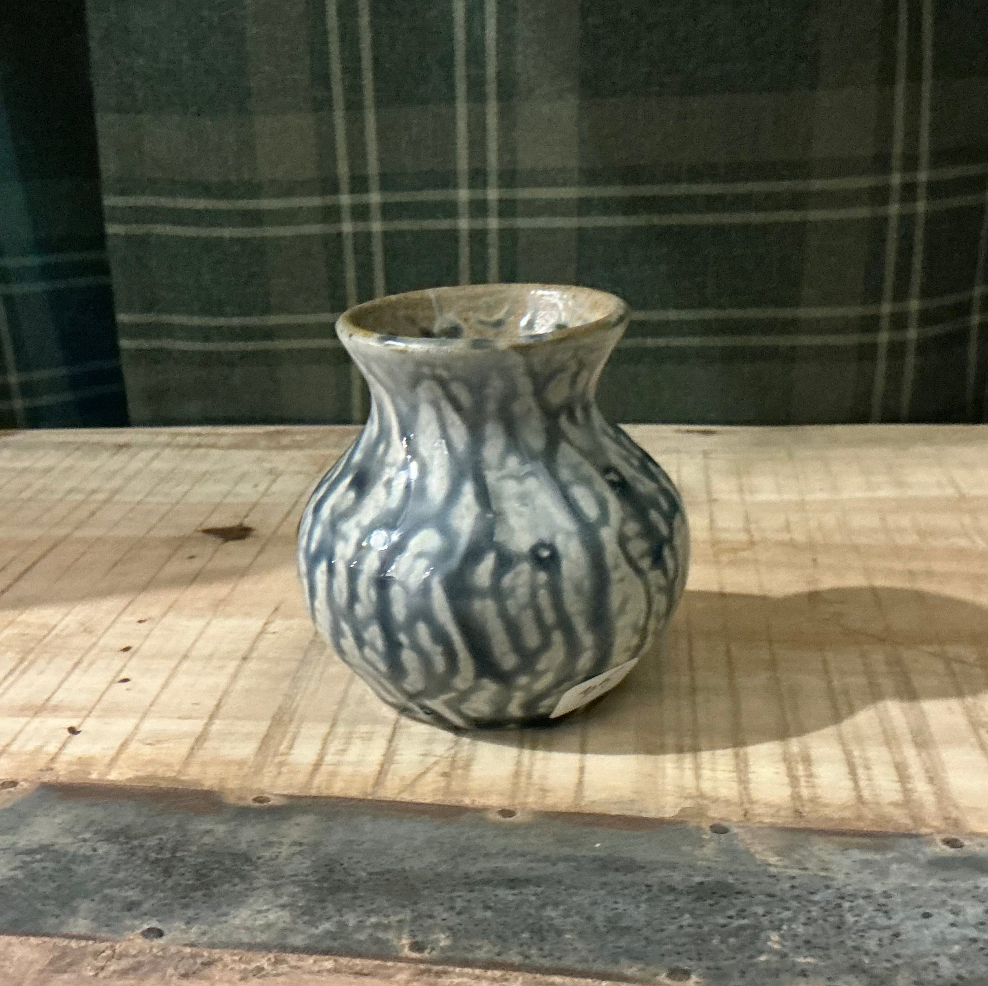 Handcrafted Ceramic Bud Vase – Blue/Gray