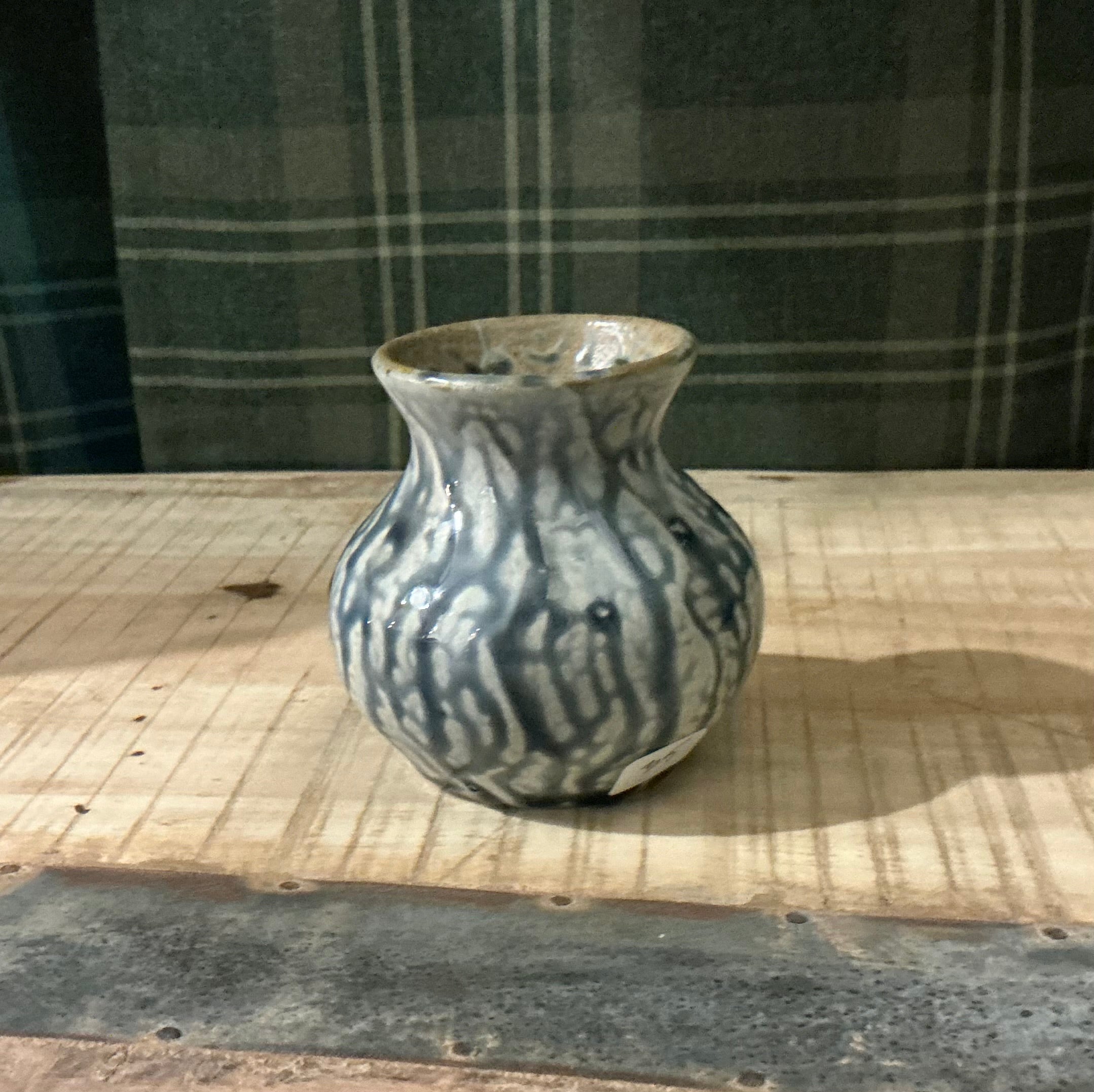 Handcrafted Ceramic Bud Vase Blue/gray