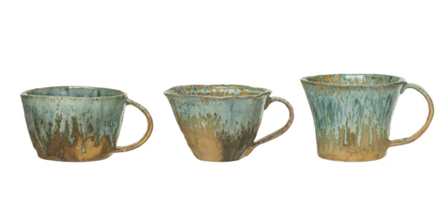 Stoneware Mug – Reactive Crackle Glaze | 3 Styles | 10 oz.