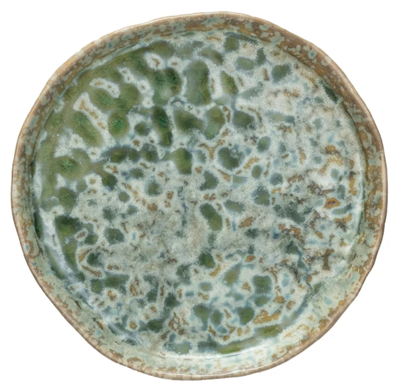 Stoneware Plate, Reactive Crackle Glaze (Each One Will Vary)