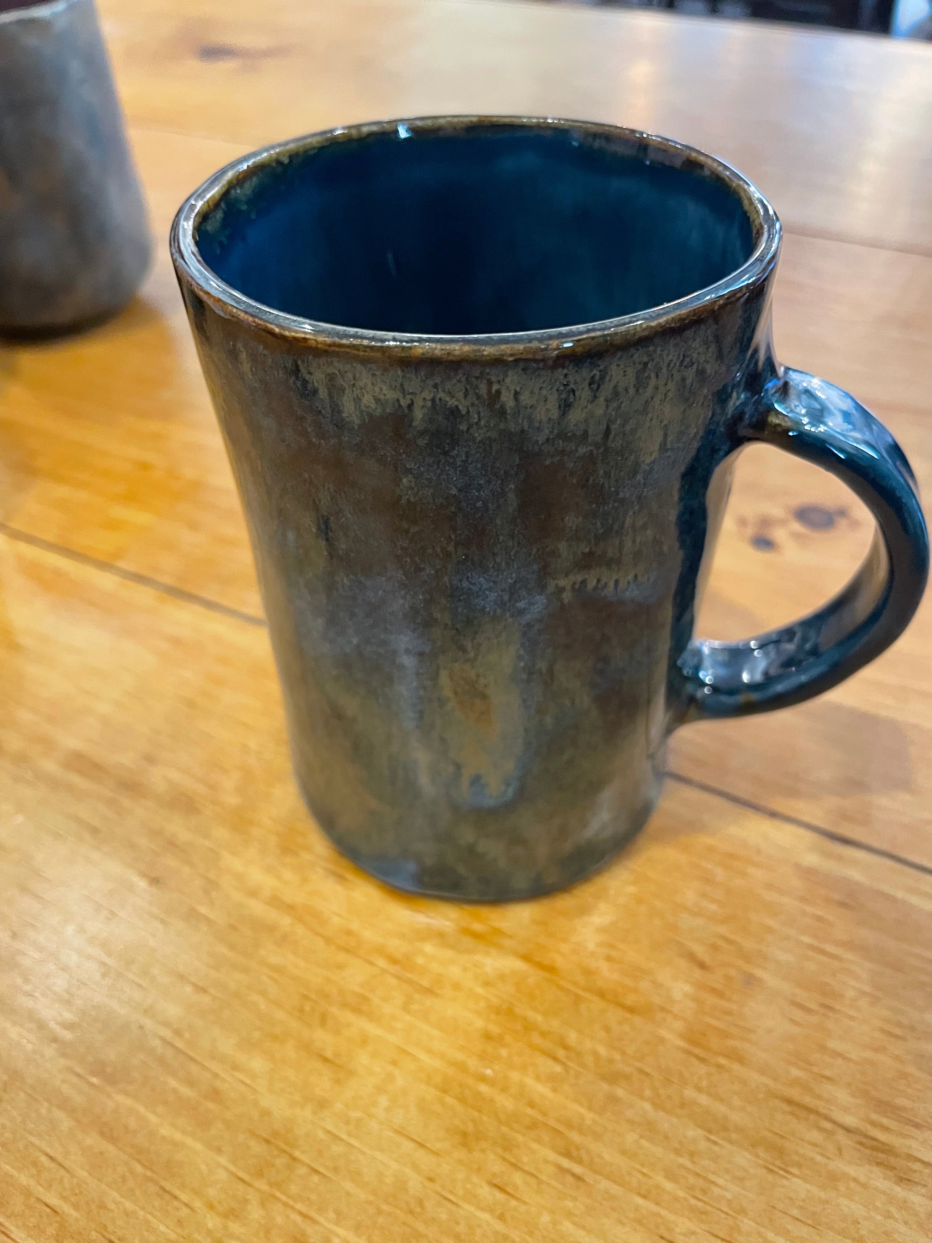 Blue/tan two toned mug