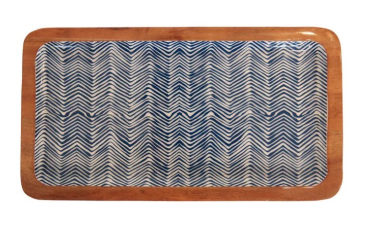 Mango Wood & Enamel Tray