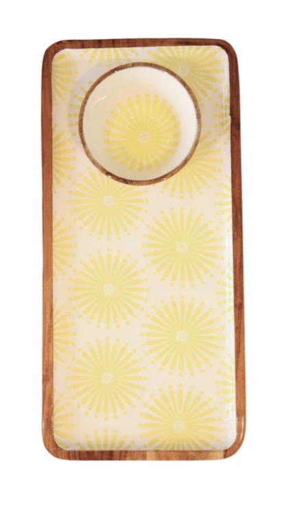 Acacia Wood Tray | Yellow & White - tray only