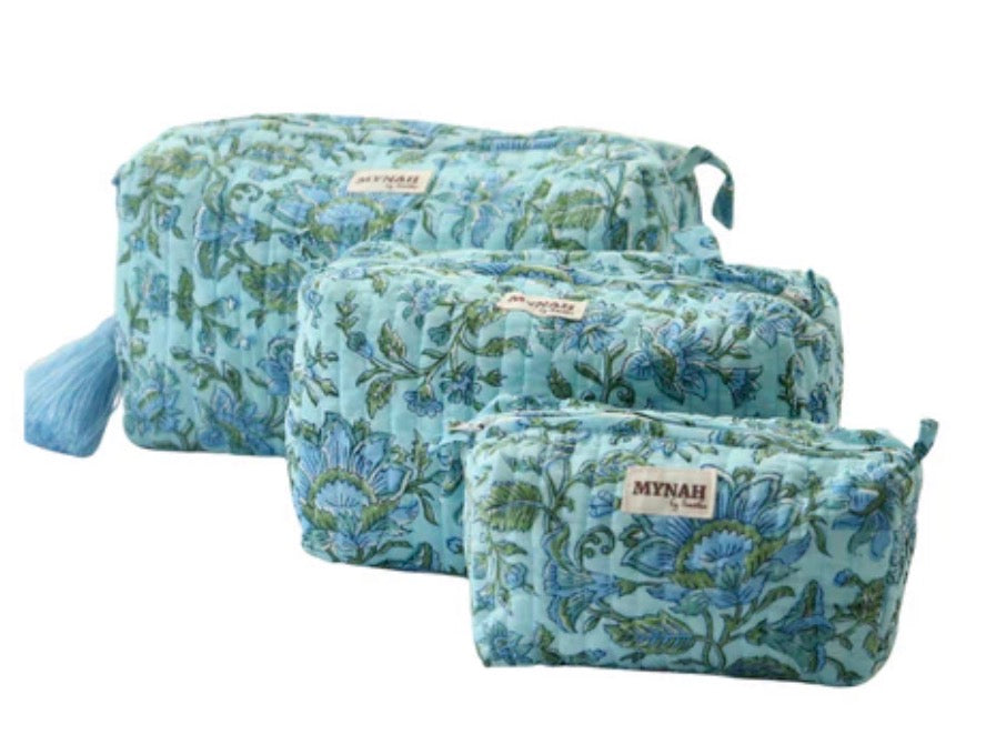 Blue Green Floral Travel/Wet Bag – Medium | 8" x 4" x 4"