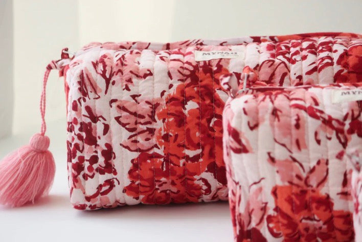 Terracotta Floral Travel/Wet Bag – Large | 10" x 4.5" x 4"