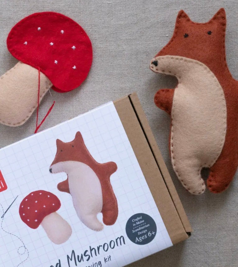 FOX and MUSHROOM felt sewing kit for kids
