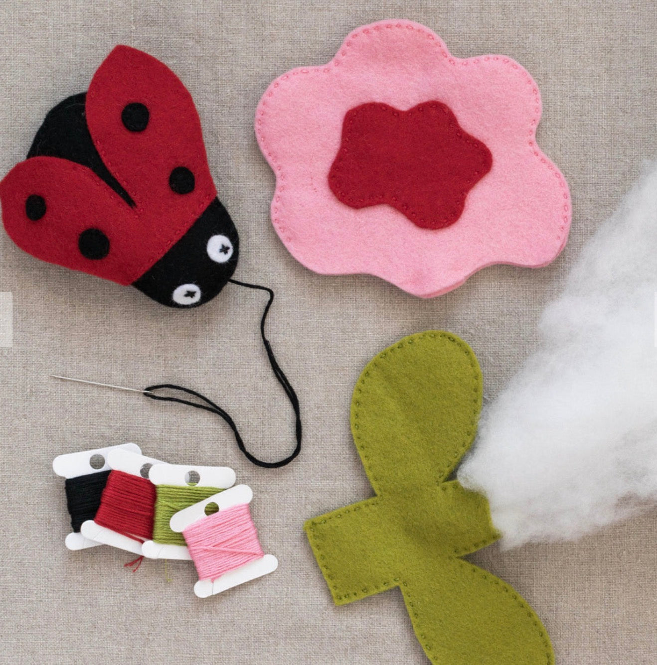 PEONY and LADYBUG felt sewing kit for kids