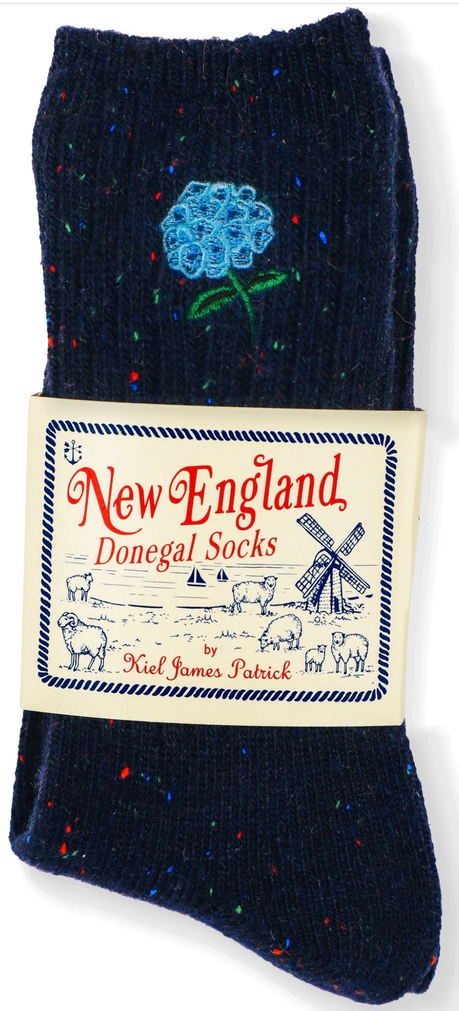 Hydrangea Donegal Socks in Navy