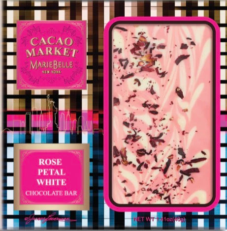 White Chocolate Bar with Rose Petals 40g Cacao Market