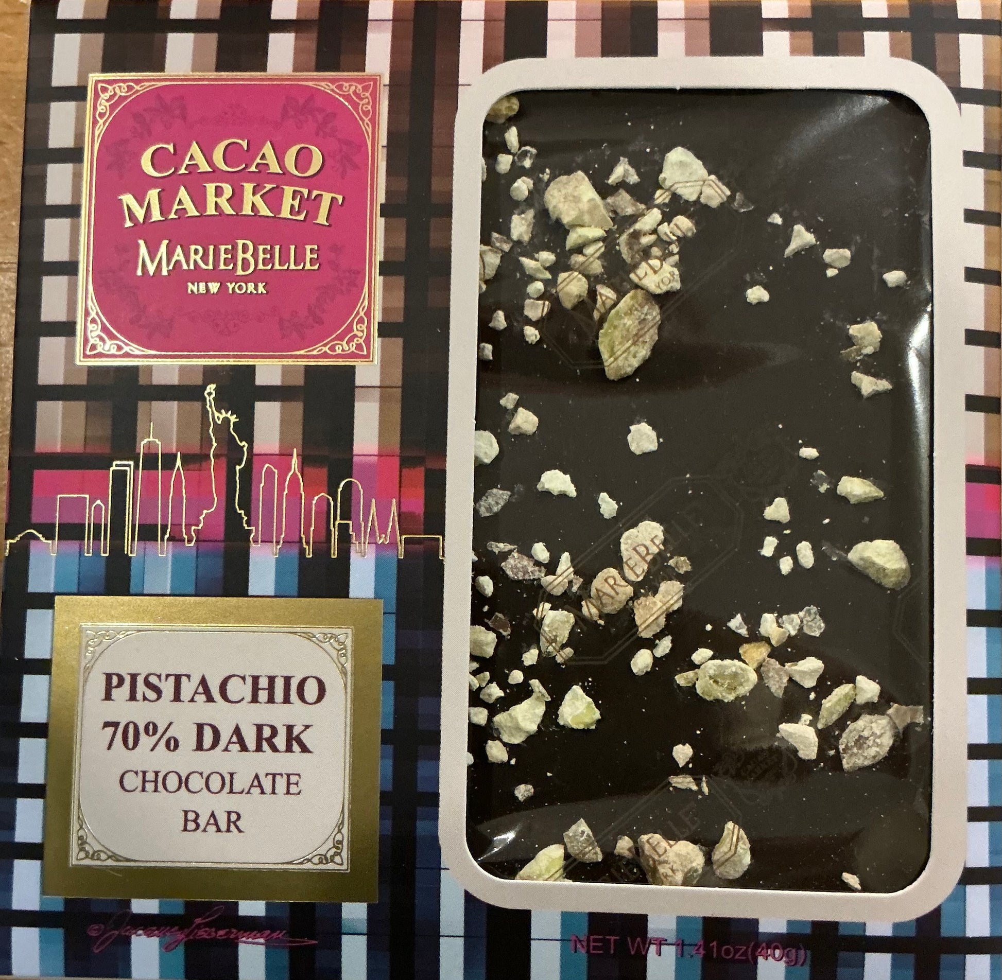 Pistachio 70% Dark Chocolate Bar 40g Cacao Market