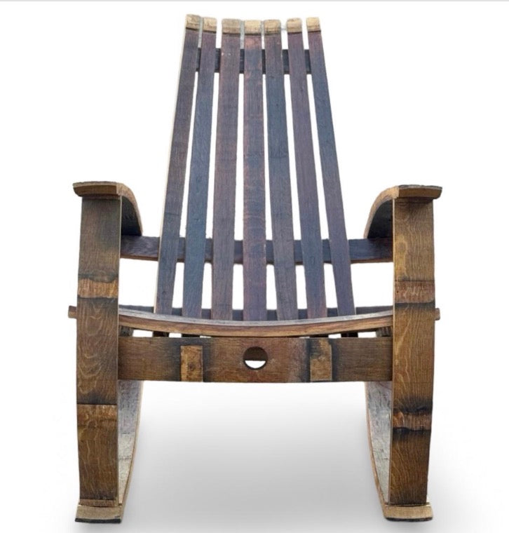 Adirondack Rocking Chair | Handmade Outdoor Patio Chair | Reclaimed Napa Valley Wine Barrel Wood