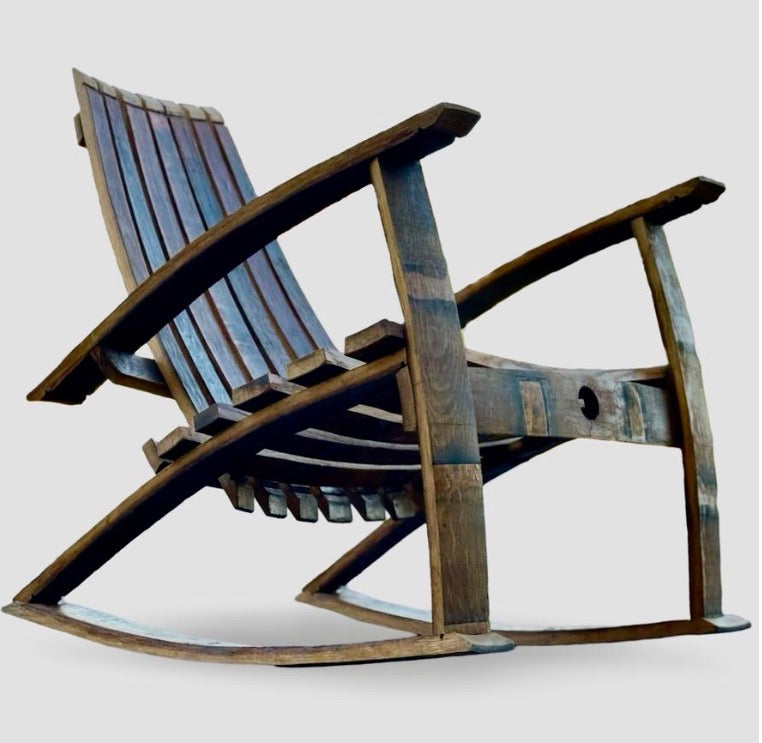 Adirondack Rocking Chair | Handmade Outdoor Patio Chair | Reclaimed Napa Valley Wine Barrel Wood