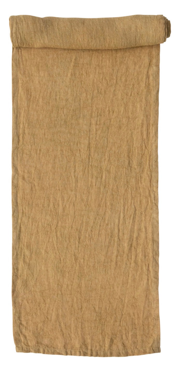 Stonewashed Linen Table Runner – Mustard | 108” x 14”