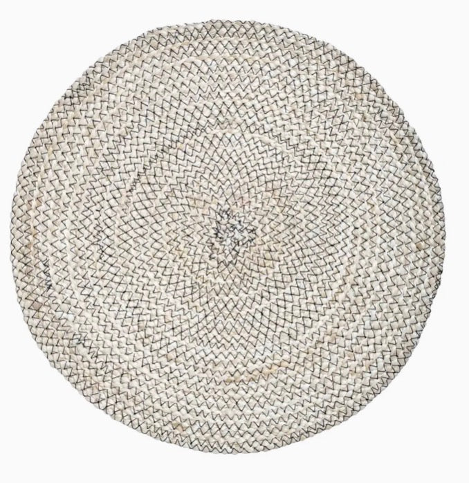 Melia Braided Round Placemat — White & Black
