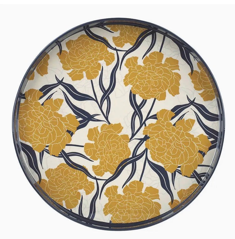 Marigold Round Lacquer Serving Tray