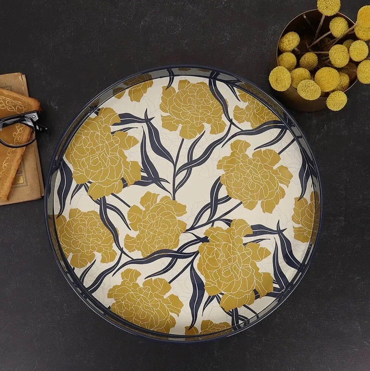 Marigold Round Lacquer Serving Tray