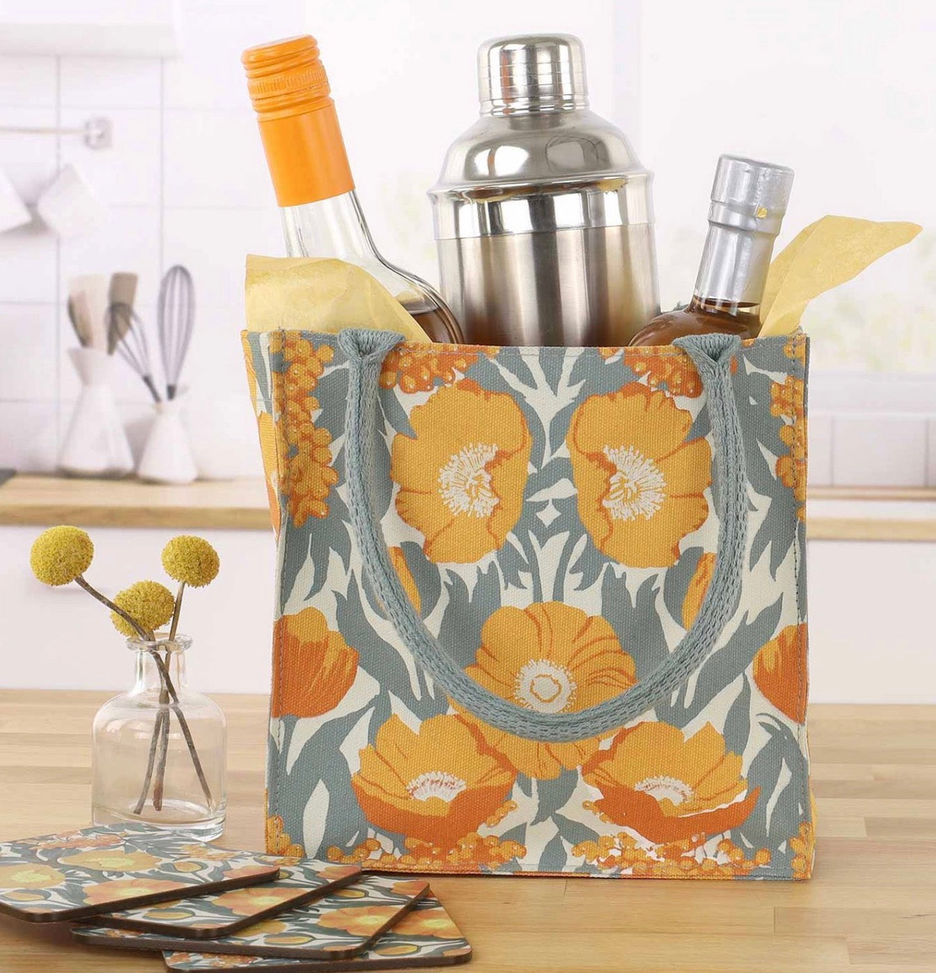 Icelandic Poppies Gold Reusable Itsy Bitsy Gift Bag