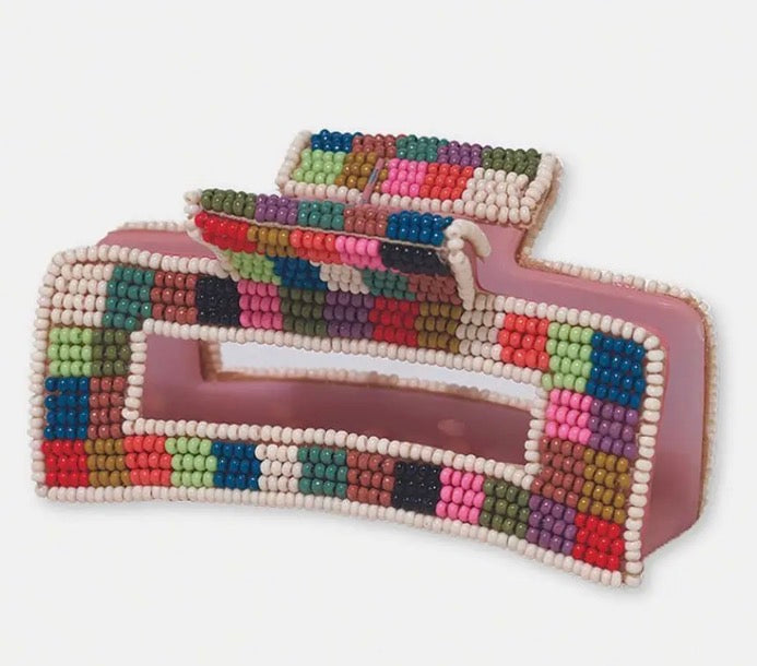 Lola Multi-Color Checked Claw Clip — Multi Check
