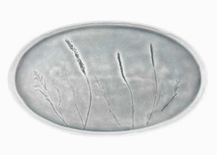 Meadow Grey Porcelain Oval Platter — 11.6 x 6.7 inch