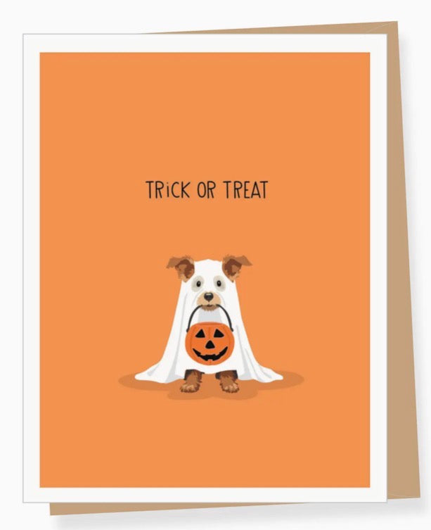 Trick or Treat Dog Halloween Greeting Card