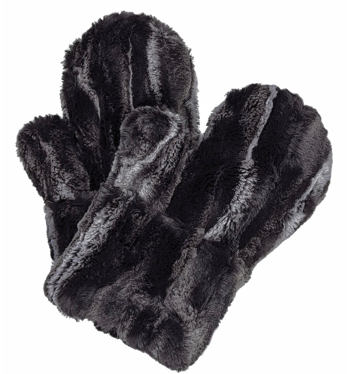 Faux Fur Mittens — Black Marble