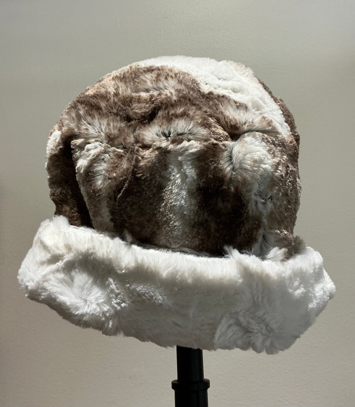 Cuffed Pillbox Hat — Birch Faux Fur | Reversible