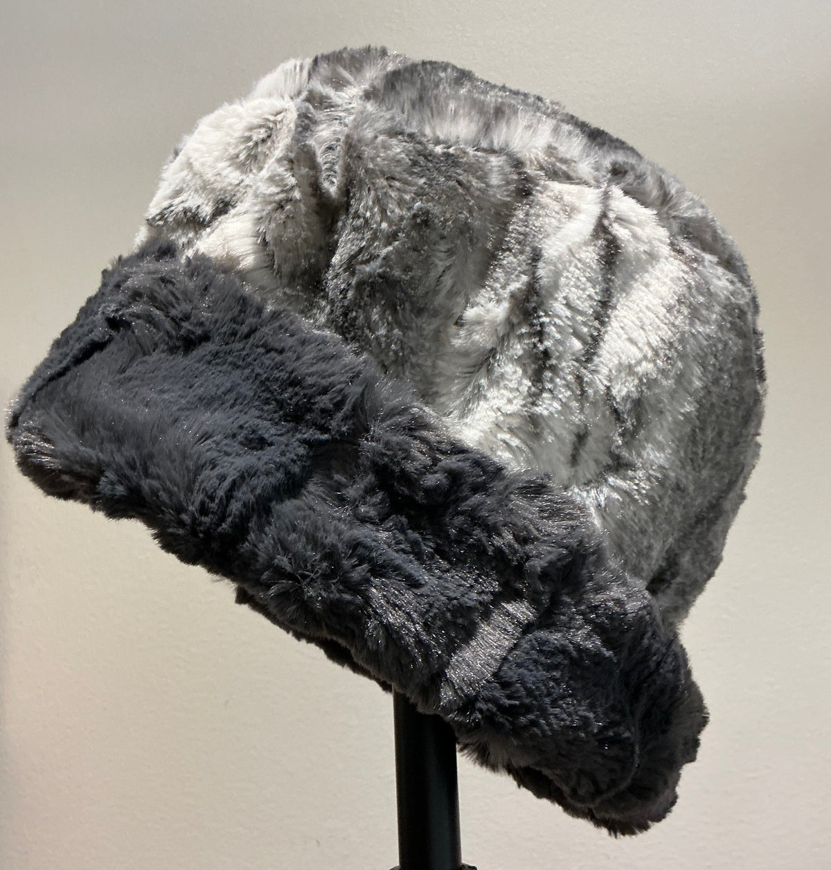 Cuffed Pillbox Hat — Smoke Show Faux Fur | Reversible