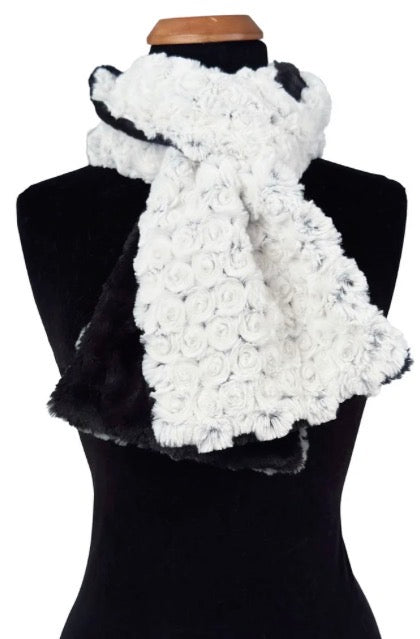 Classic Two-Tone Scarf — Rosebud Black Faux Fur | Standard
