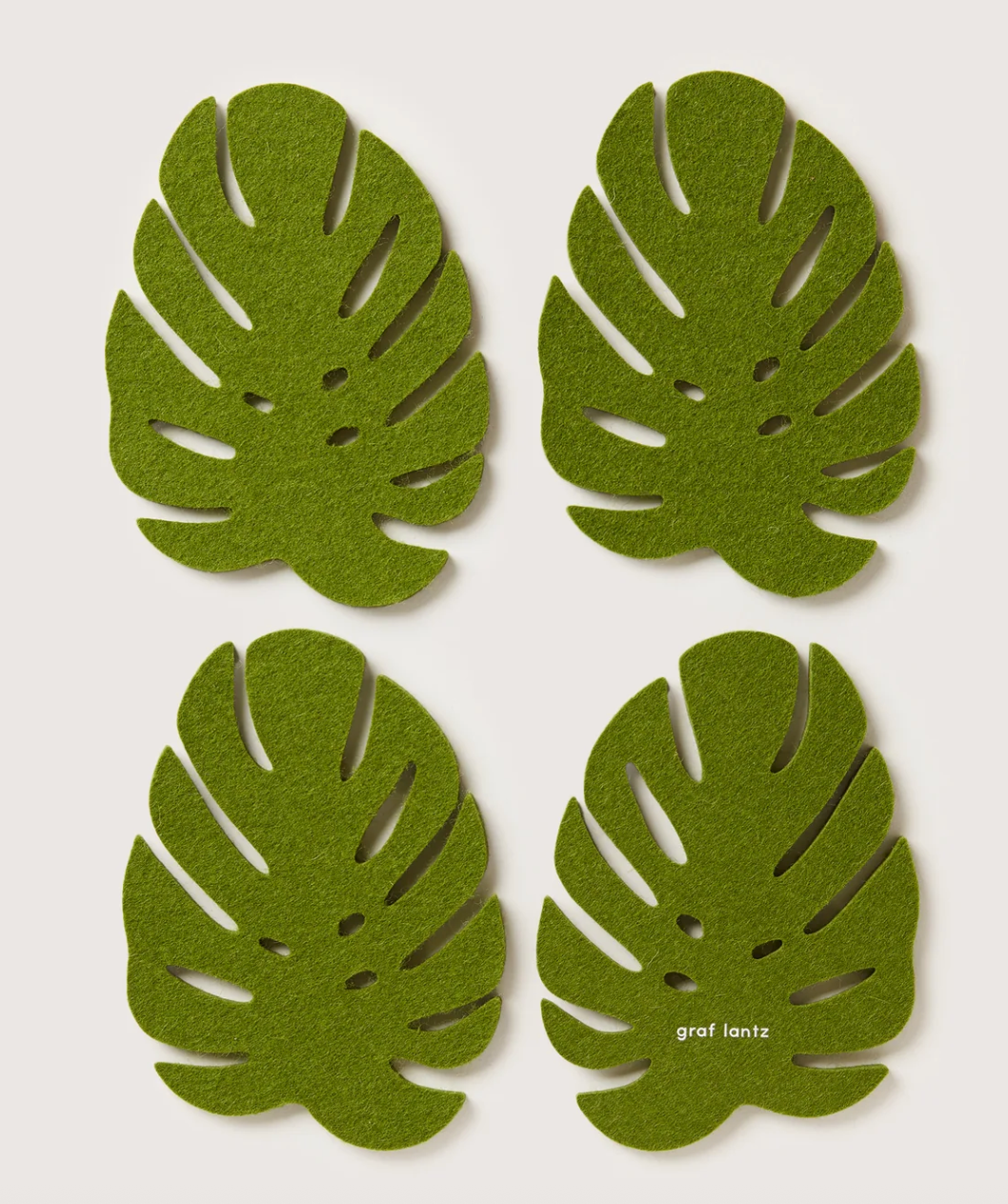 Merino Wool Monstera Coaster Solid 4 Pack