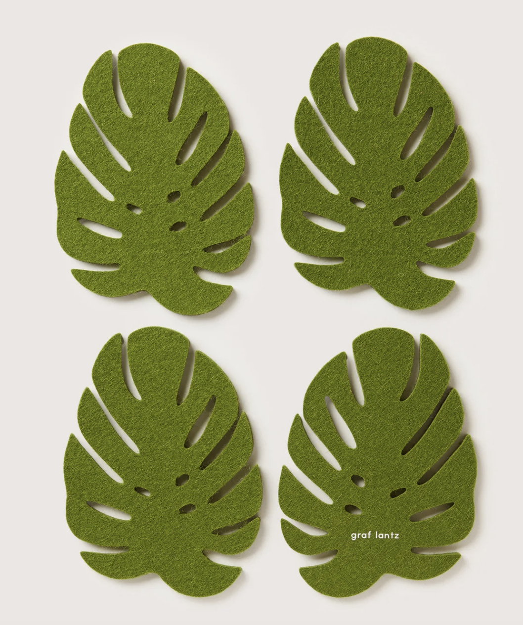 Merino Wool Monstera Coaster Solid 4 Pack