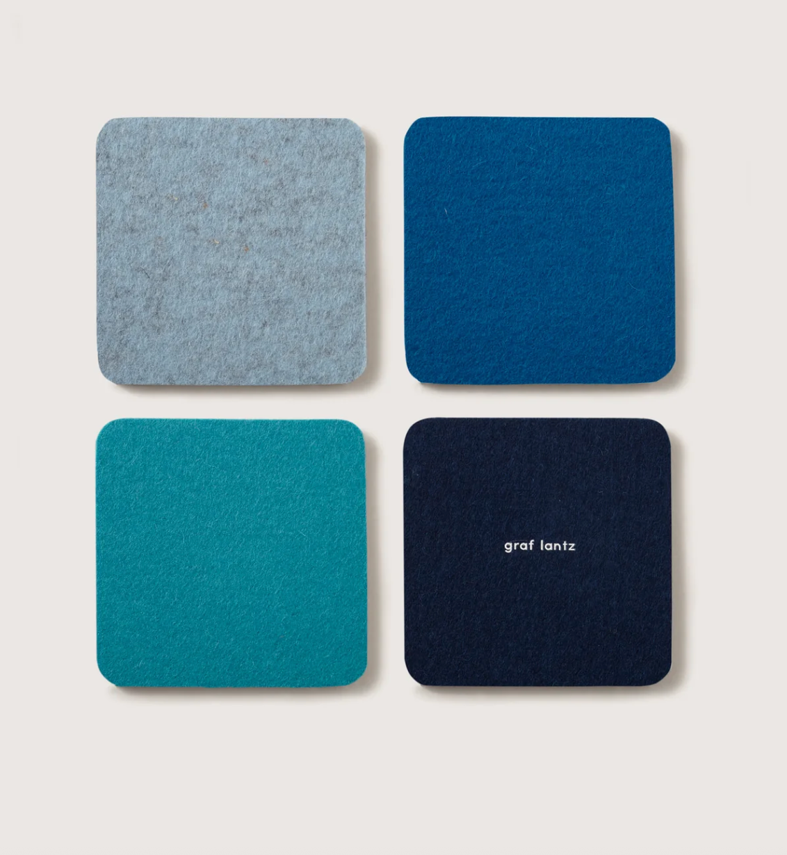 Bierfilzl Merino Wool Square Coaster Multi 4 Pack - Ocean