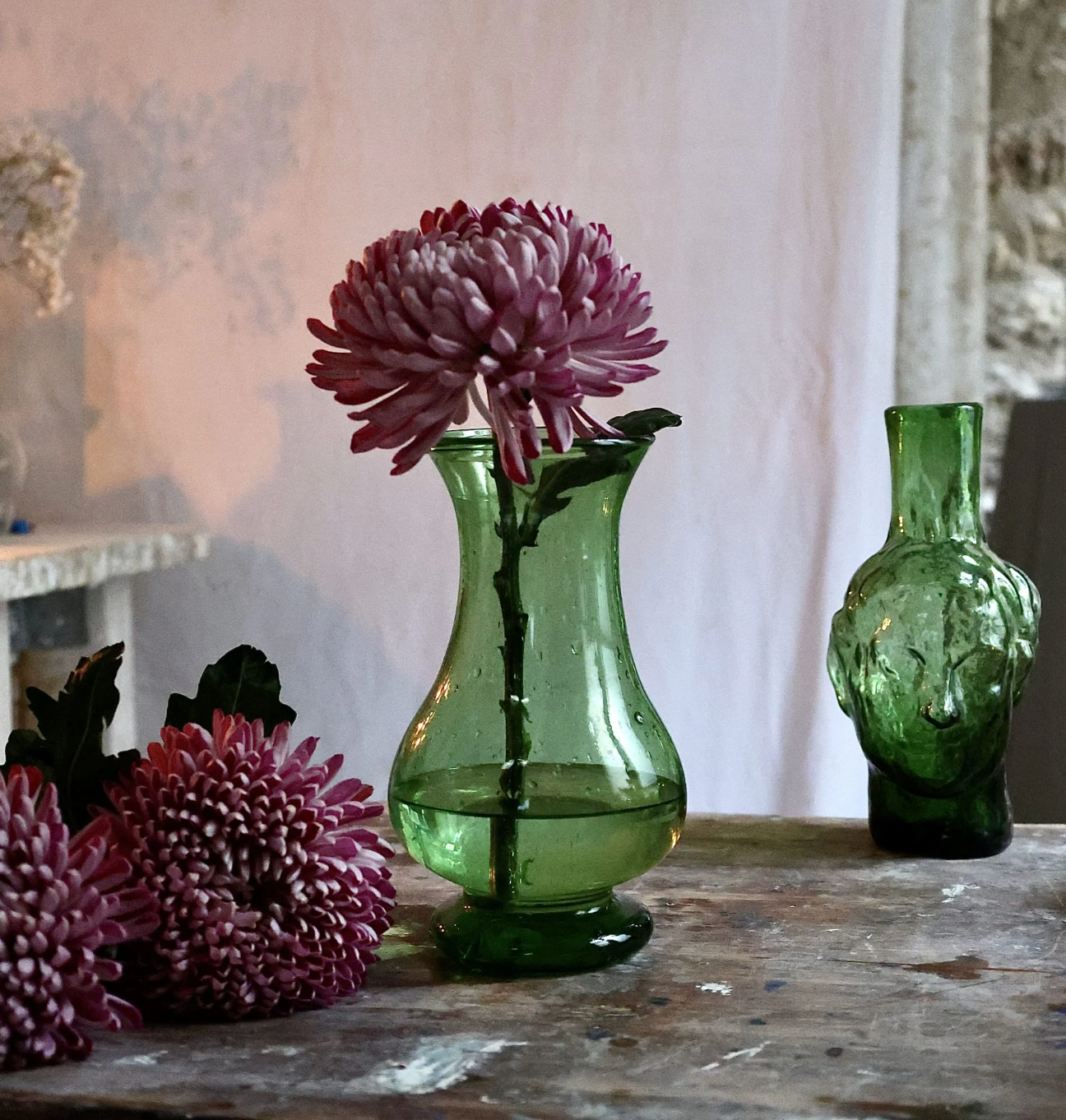 Glass Pitcher Olive