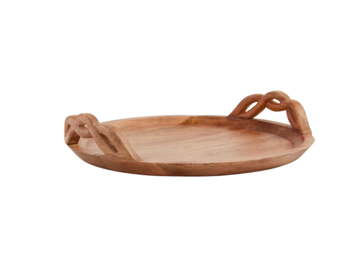 Wood Braided Handle Tray