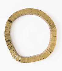 Lucille Square Bead Stretch Bracelet — Brass