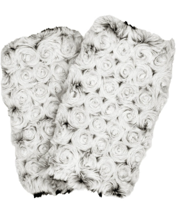 Fingerless Texting Gloves — Rosebud Black Faux Fur | Reversible