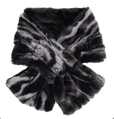 Pull-Thru Scarf — Black Marble Dune Faux Fur