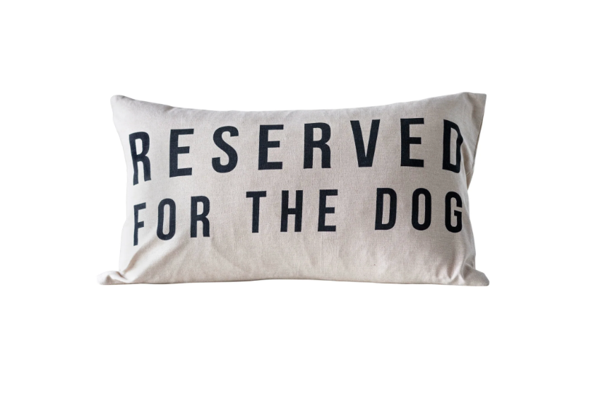 Reserved For Dog – Cotton Lumbar Pillow | Natural & Black | 24" x 14"