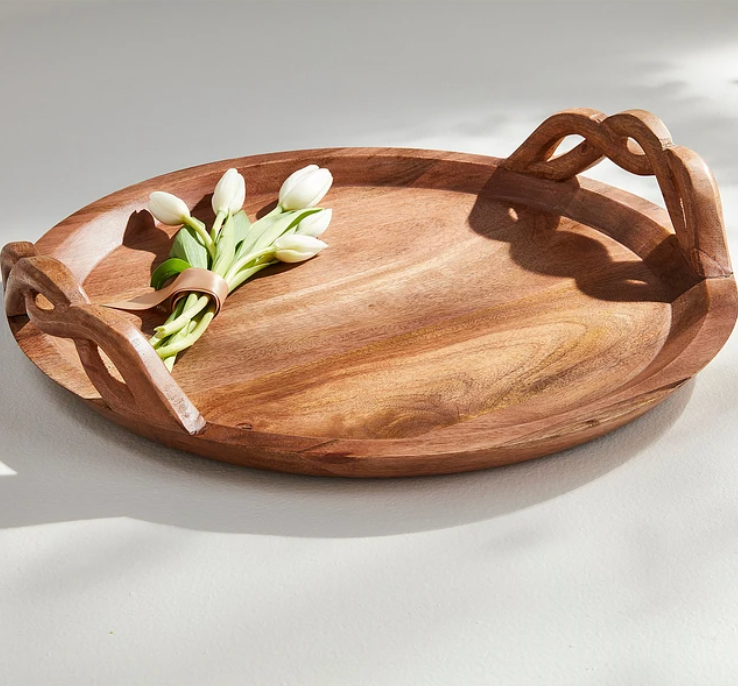 Wood Braided Handle Tray