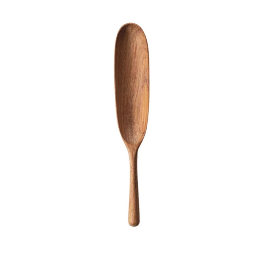 Carved Doussie Wood Spoon – Wide | Natural | 7"