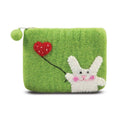 GreenBunny with Flying Heart Design Coin Purse