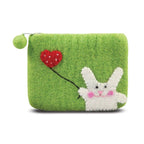 Purple Bunny with Flying Heart Design Coin Purse