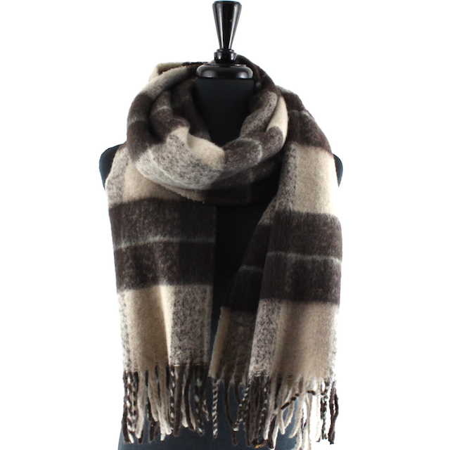 Black Fuzzy Plaid Scarf