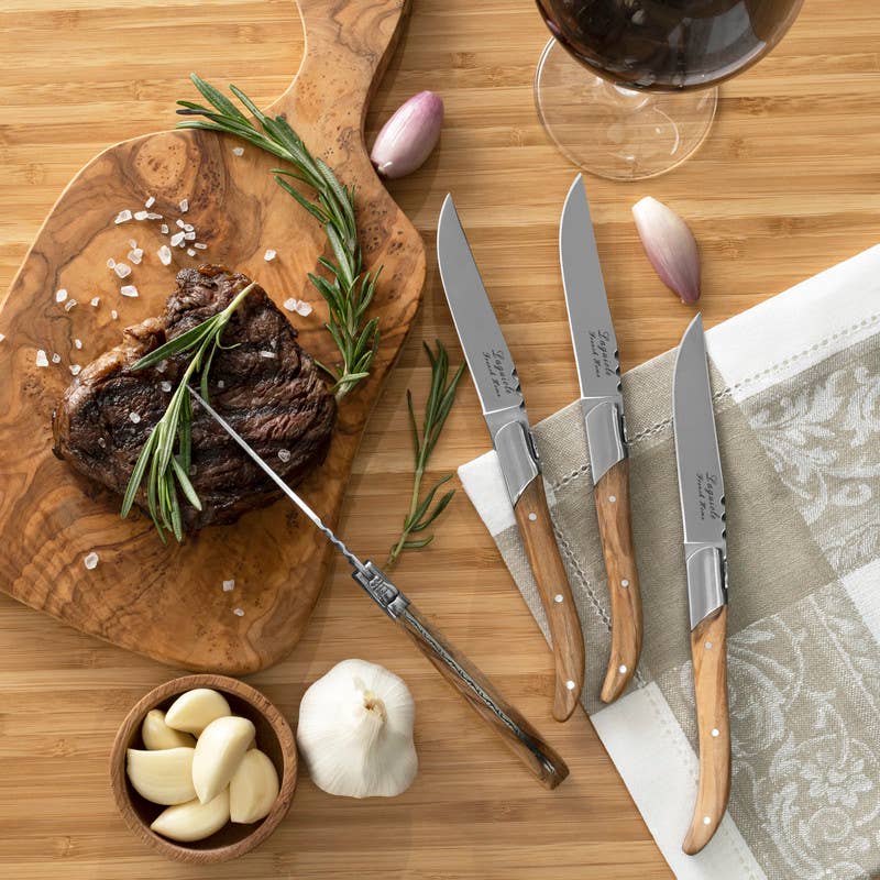 Laguiole Connoisseur Steak Knives – Set of 4 | Olive Wood