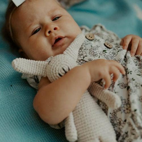 Organic Baby Rattle: Taupe